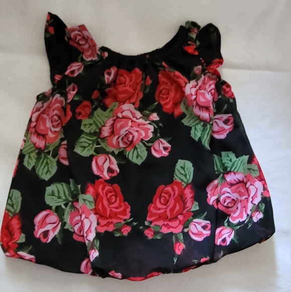 Girls 3mth Floral Dress/ Black& white Onesie set - Picture 3 of 3